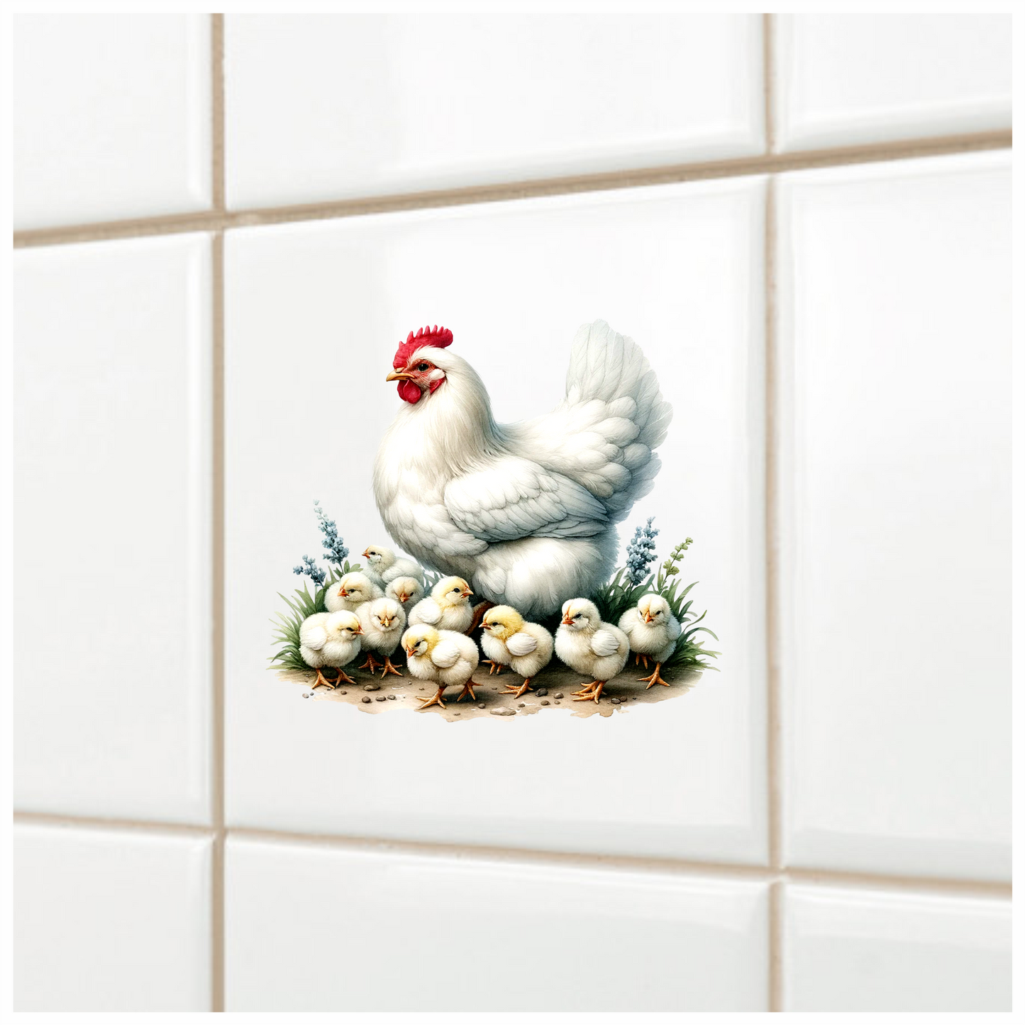 White Hen Chicken Chicks Farm Vinyl Sticker Decal