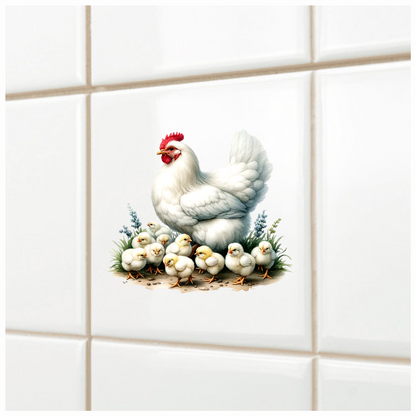 White Hen Chicken Chicks Farm Vinyl Sticker Decal