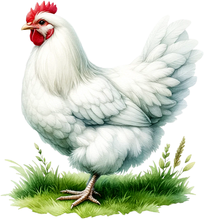 White Chicken Farm Hen Grass Vinyl Sticker Decal