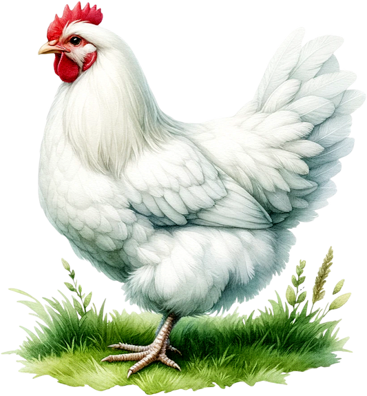 White Chicken Farm Hen Grass Vinyl Sticker Decal