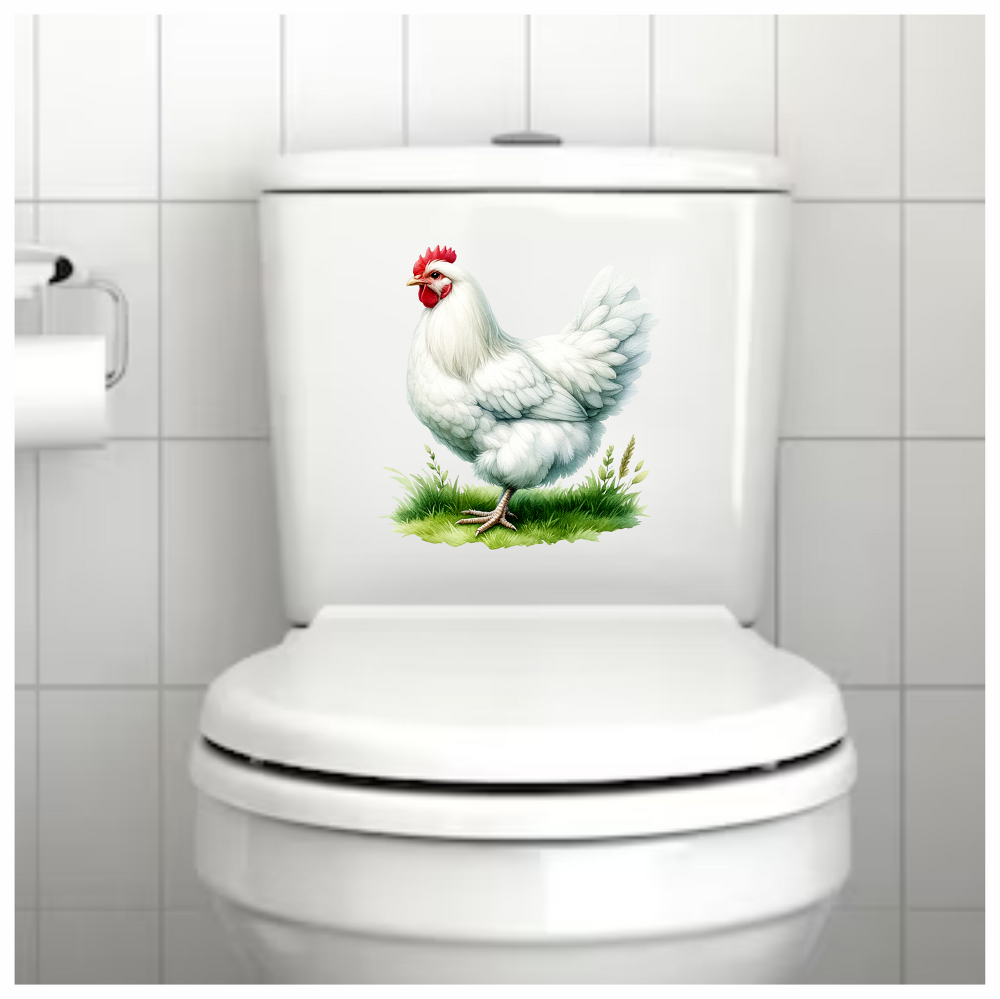 White Chicken Farm Hen Grass Vinyl Sticker Decal