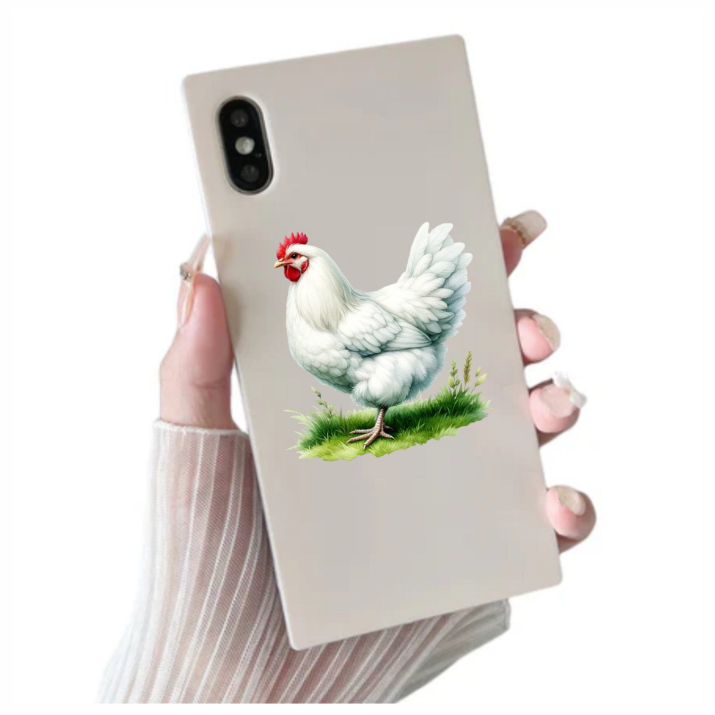 White Chicken Farm Hen Grass Vinyl Sticker Decal
