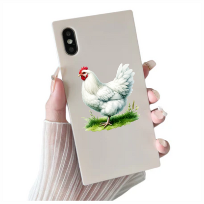 White Chicken Farm Hen Grass Vinyl Sticker Decal