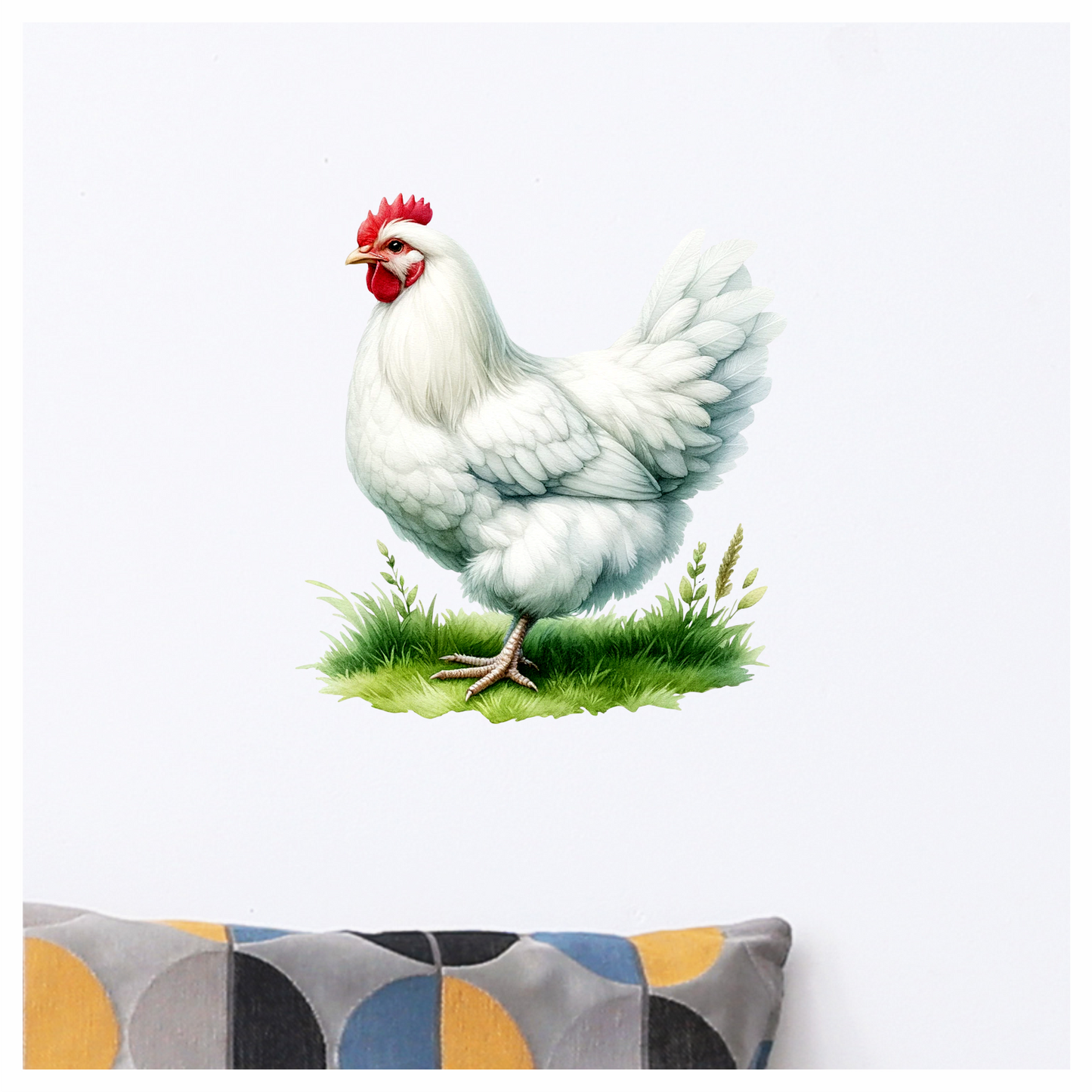 White Chicken Farm Hen Grass Vinyl Sticker Decal