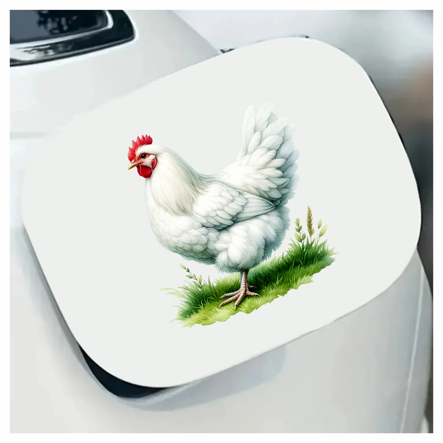 White Chicken Farm Hen Grass Vinyl Sticker Decal
