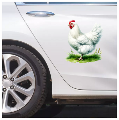 White Chicken Farm Hen Grass Vinyl Sticker Decal