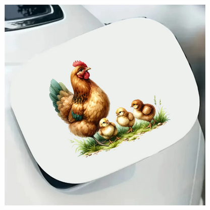 Brown Hen Three Yellow Chicks Vinyl Sticker Decal