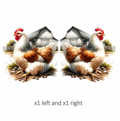 White Chicken Farm Barnyard Vinyl Sticker Decal