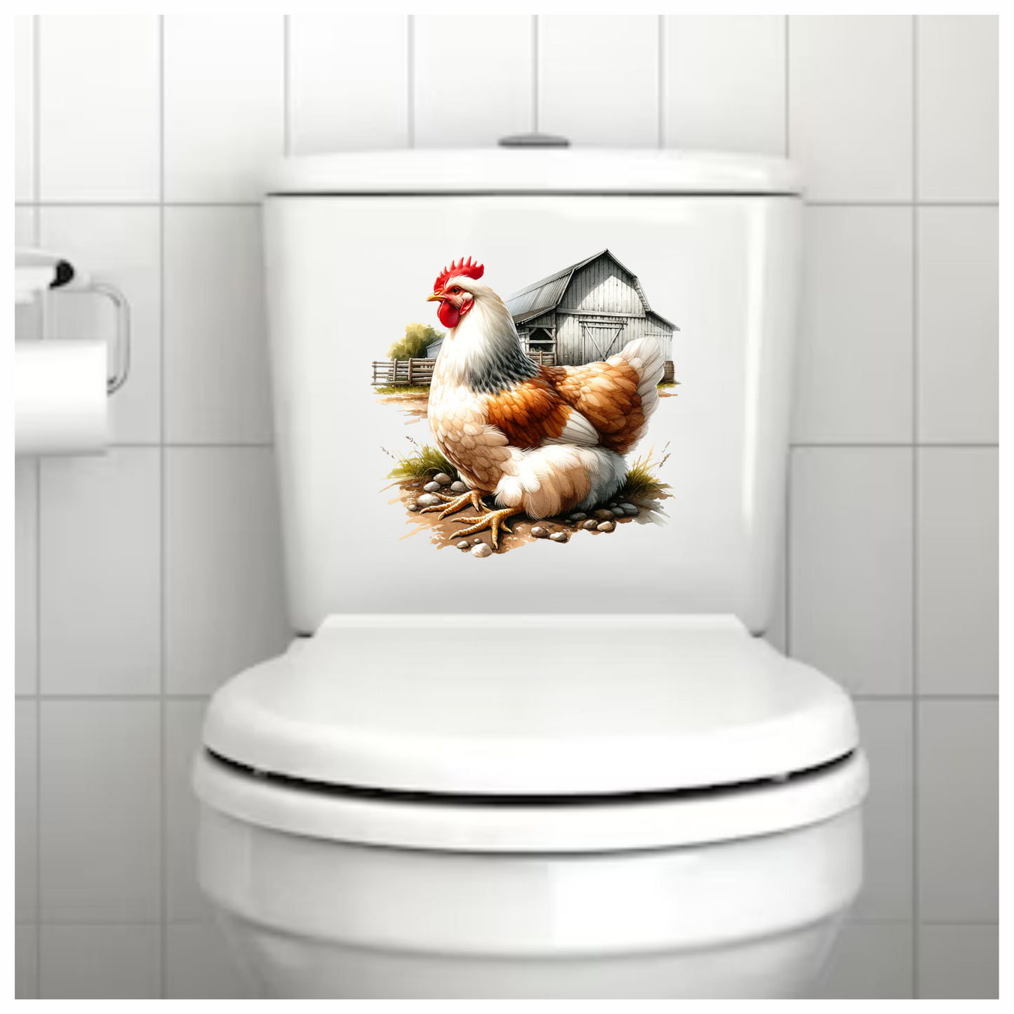 White Chicken Farm Barnyard Vinyl Sticker Decal