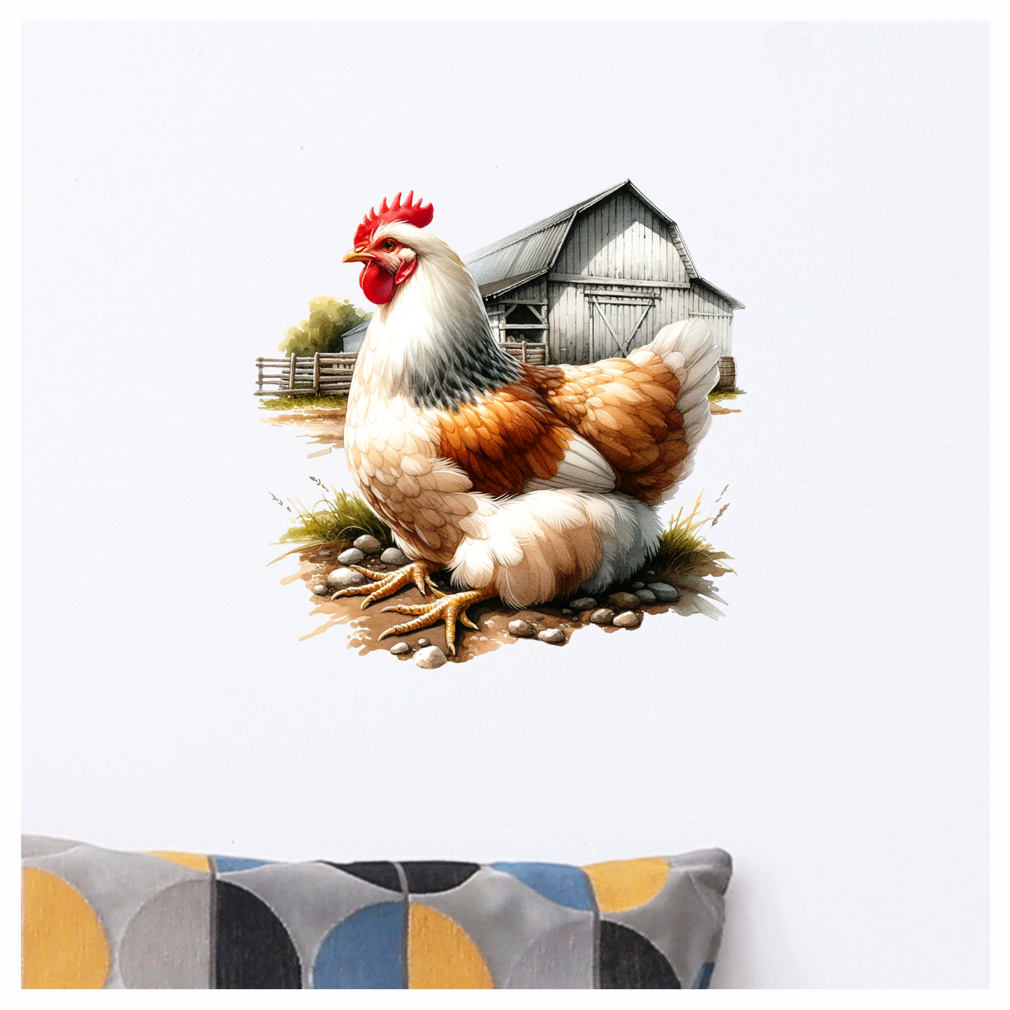 White Chicken Farm Barnyard Vinyl Sticker Decal