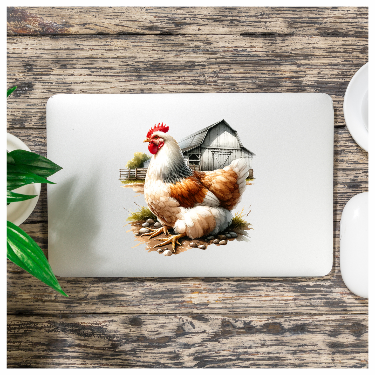 White Chicken Farm Barnyard Vinyl Sticker Decal