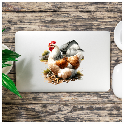 White Chicken Farm Barnyard Vinyl Sticker Decal