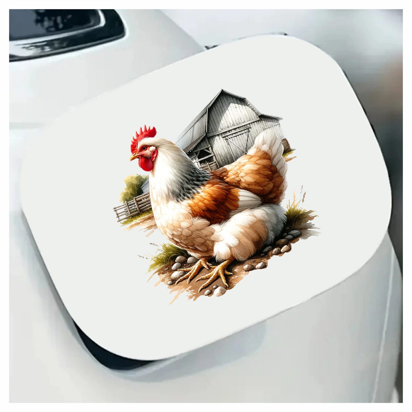 White Chicken Farm Barnyard Vinyl Sticker Decal