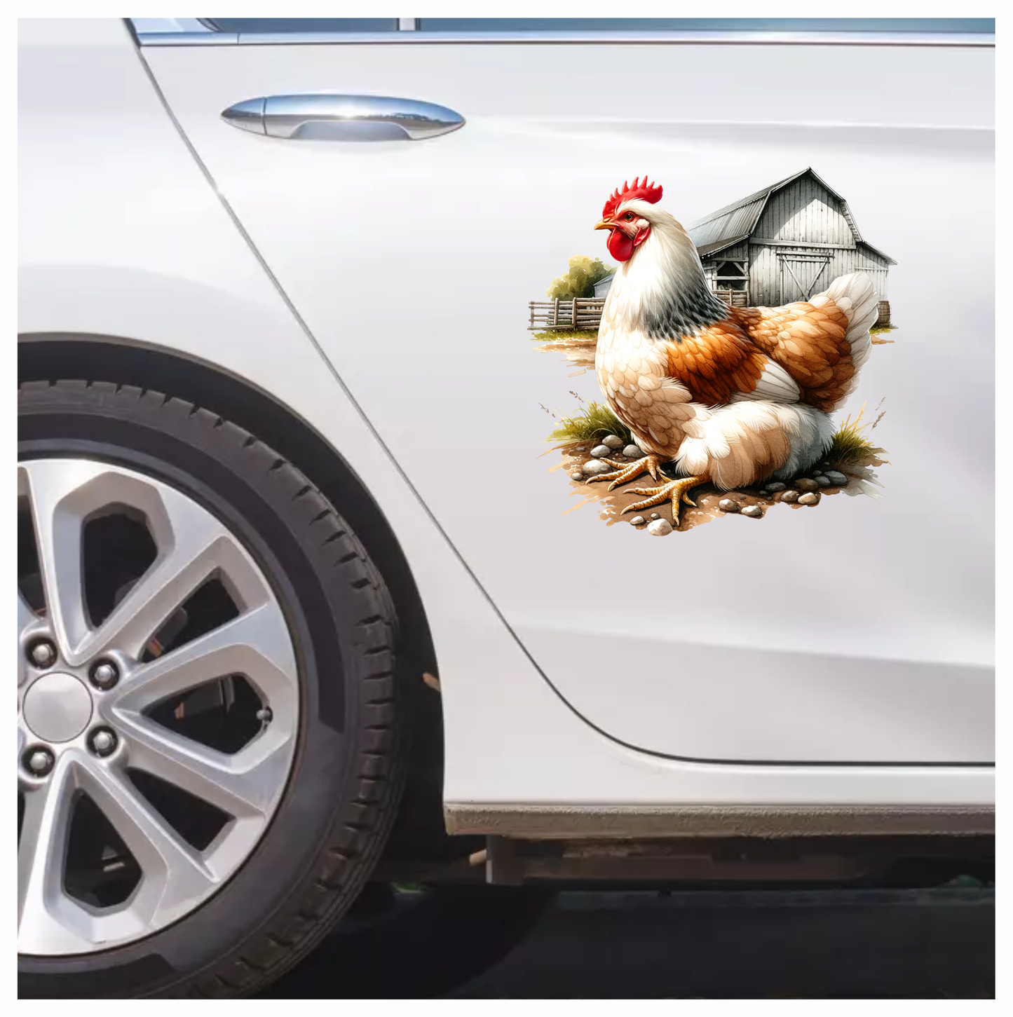 White Chicken Farm Barnyard Vinyl Sticker Decal