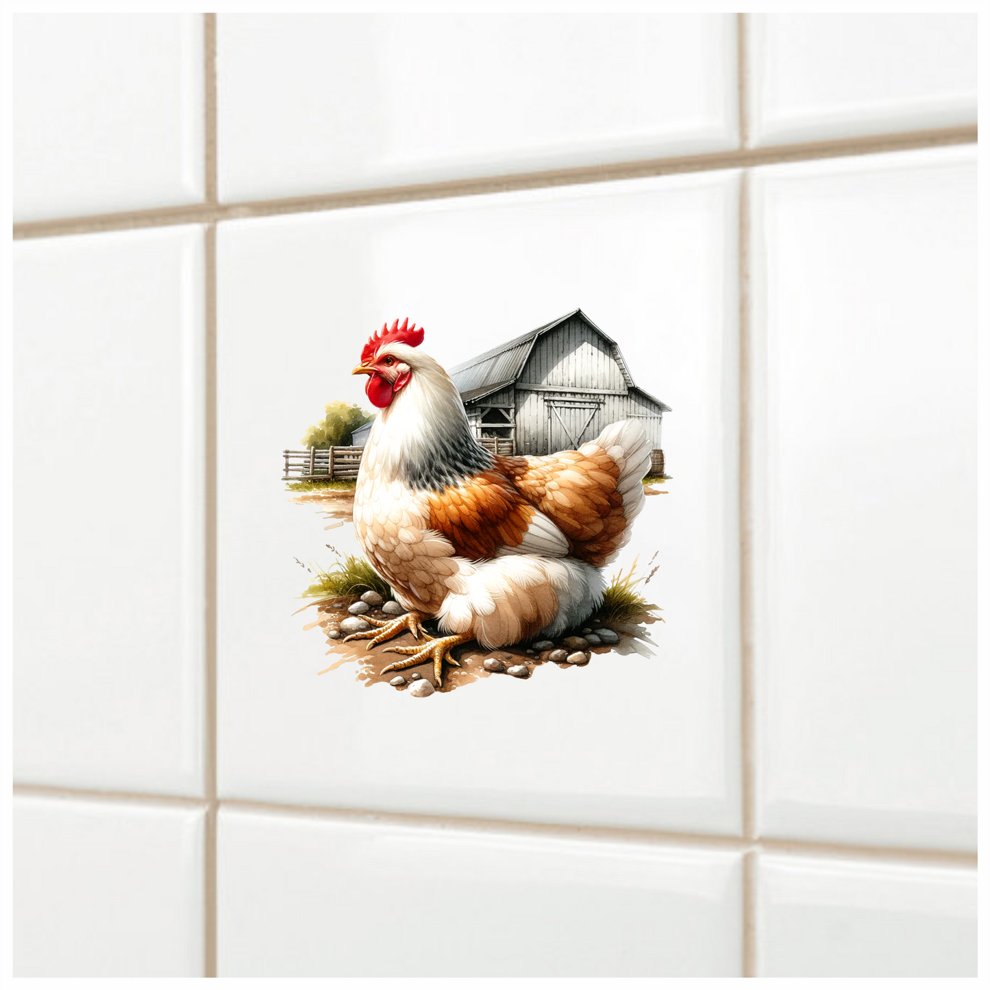 White Chicken Farm Barnyard Vinyl Sticker Decal
