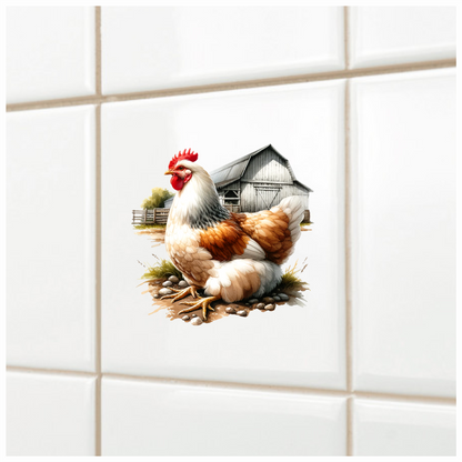 White Chicken Farm Barnyard Vinyl Sticker Decal