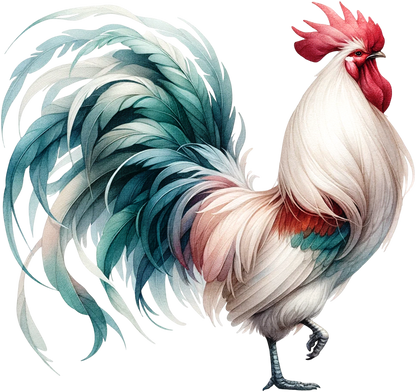 White Red Blue Rooster Farm Vinyl Sticker Decal