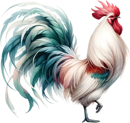 White Red Blue Rooster Farm Vinyl Sticker Decal
