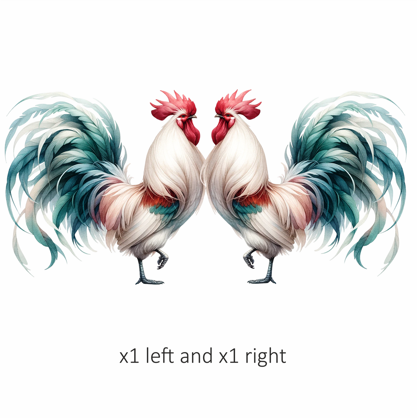 White Red Blue Rooster Farm Vinyl Sticker Decal