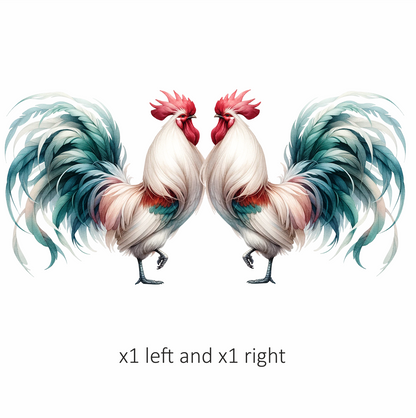White Red Blue Rooster Farm Vinyl Sticker Decal