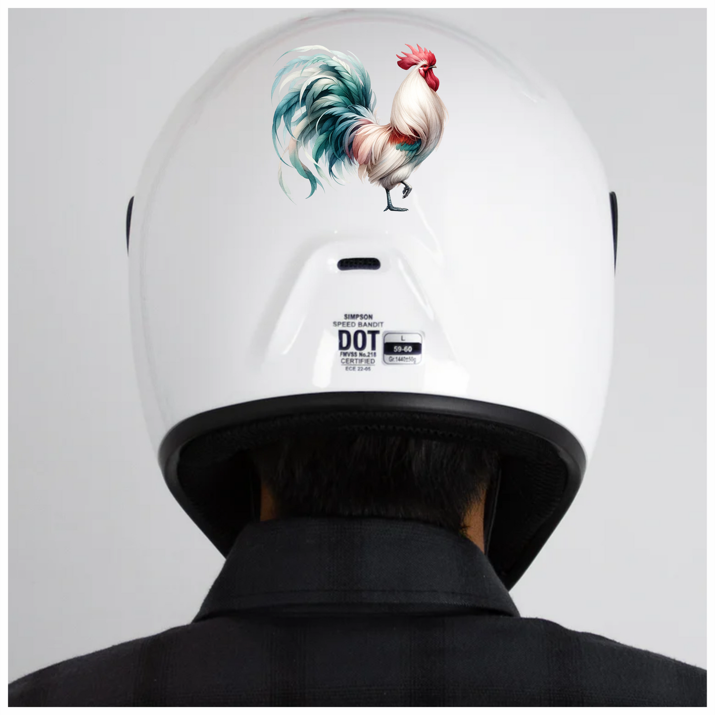 White Red Blue Rooster Farm Vinyl Sticker Decal