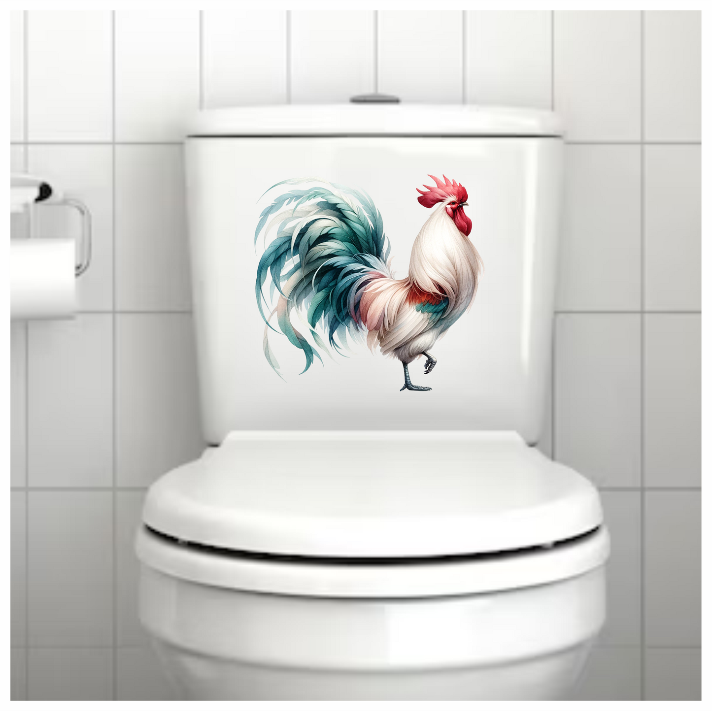 White Red Blue Rooster Farm Vinyl Sticker Decal