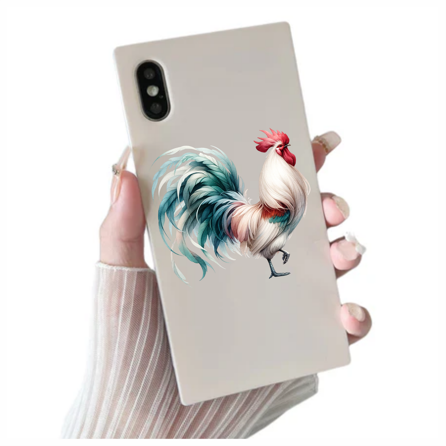 White Red Blue Rooster Farm Vinyl Sticker Decal