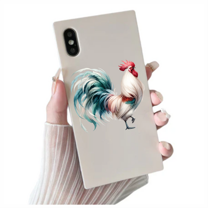 White Red Blue Rooster Farm Vinyl Sticker Decal