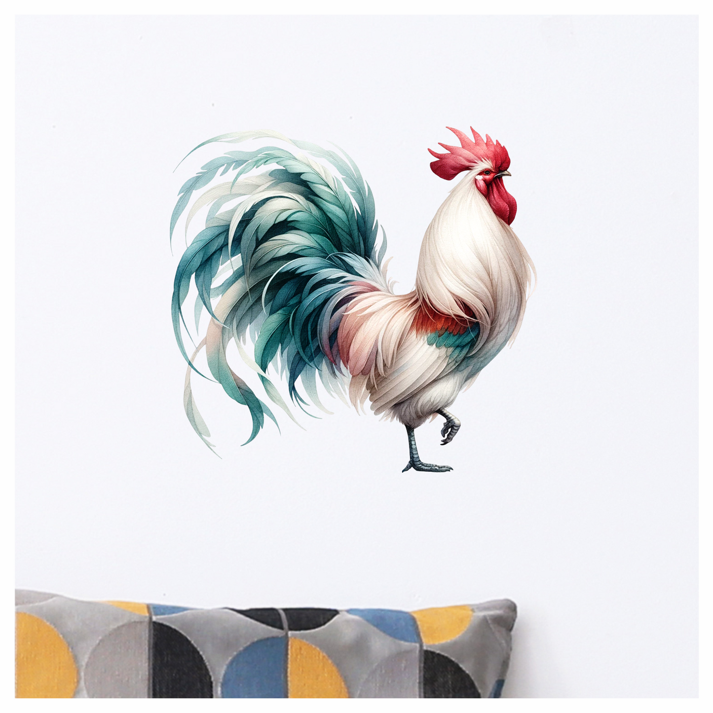 White Red Blue Rooster Farm Vinyl Sticker Decal