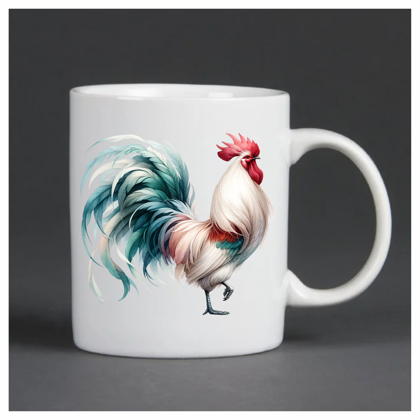 White Red Blue Rooster Farm Vinyl Sticker Decal