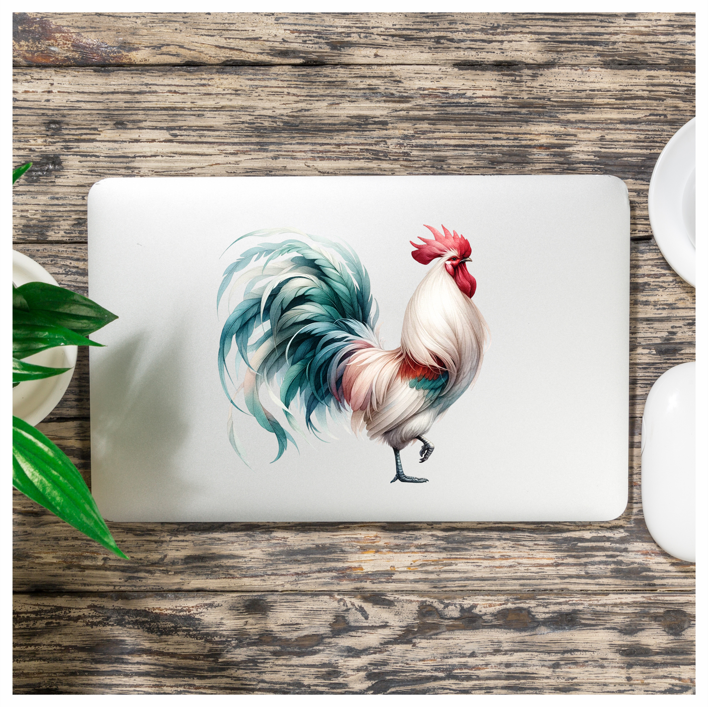 White Red Blue Rooster Farm Vinyl Sticker Decal