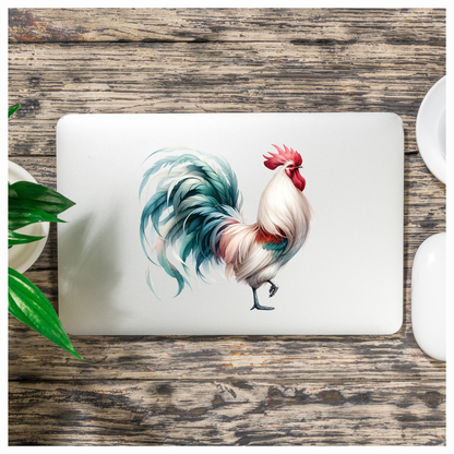 White Red Blue Rooster Farm Vinyl Sticker Decal