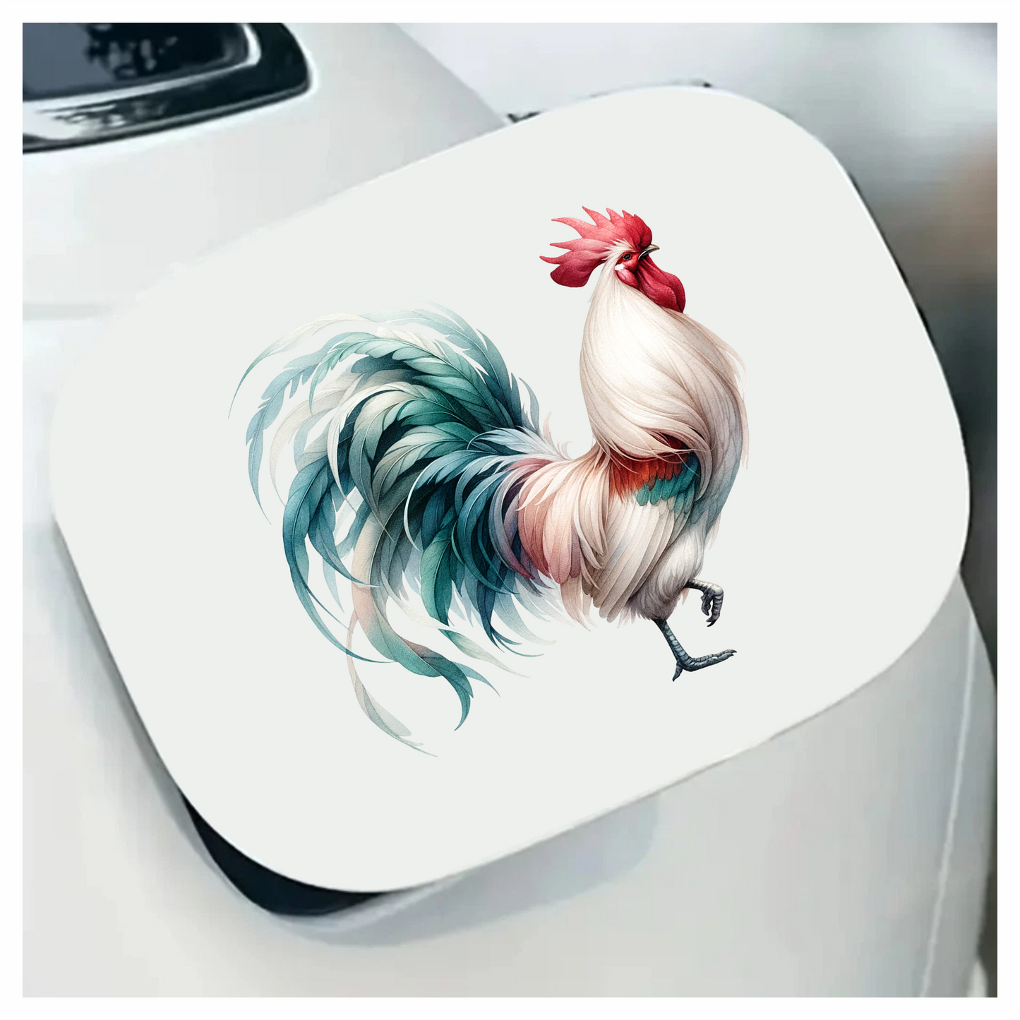 White Red Blue Rooster Farm Vinyl Sticker Decal