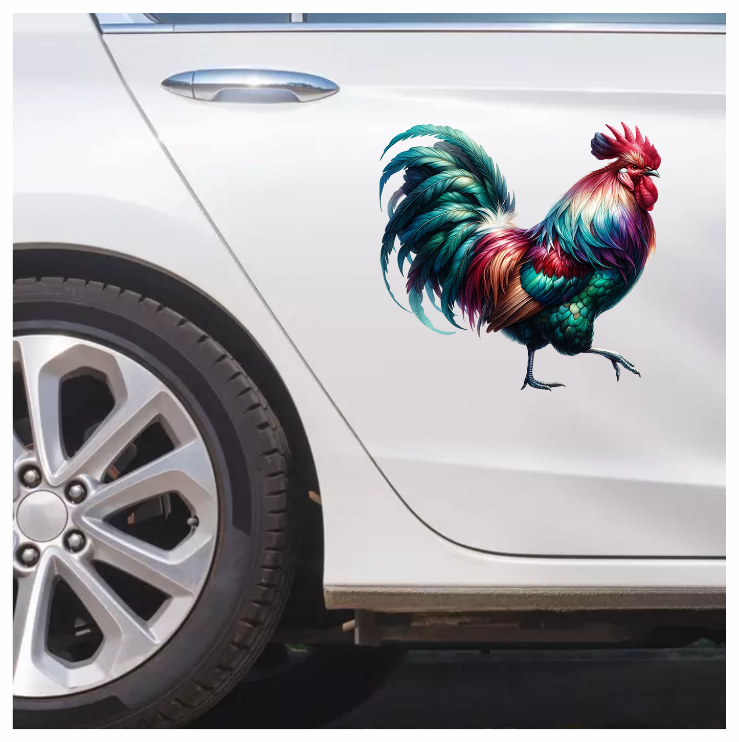 Red Rooster Bird Colorful Farm Vinyl Sticker Decal