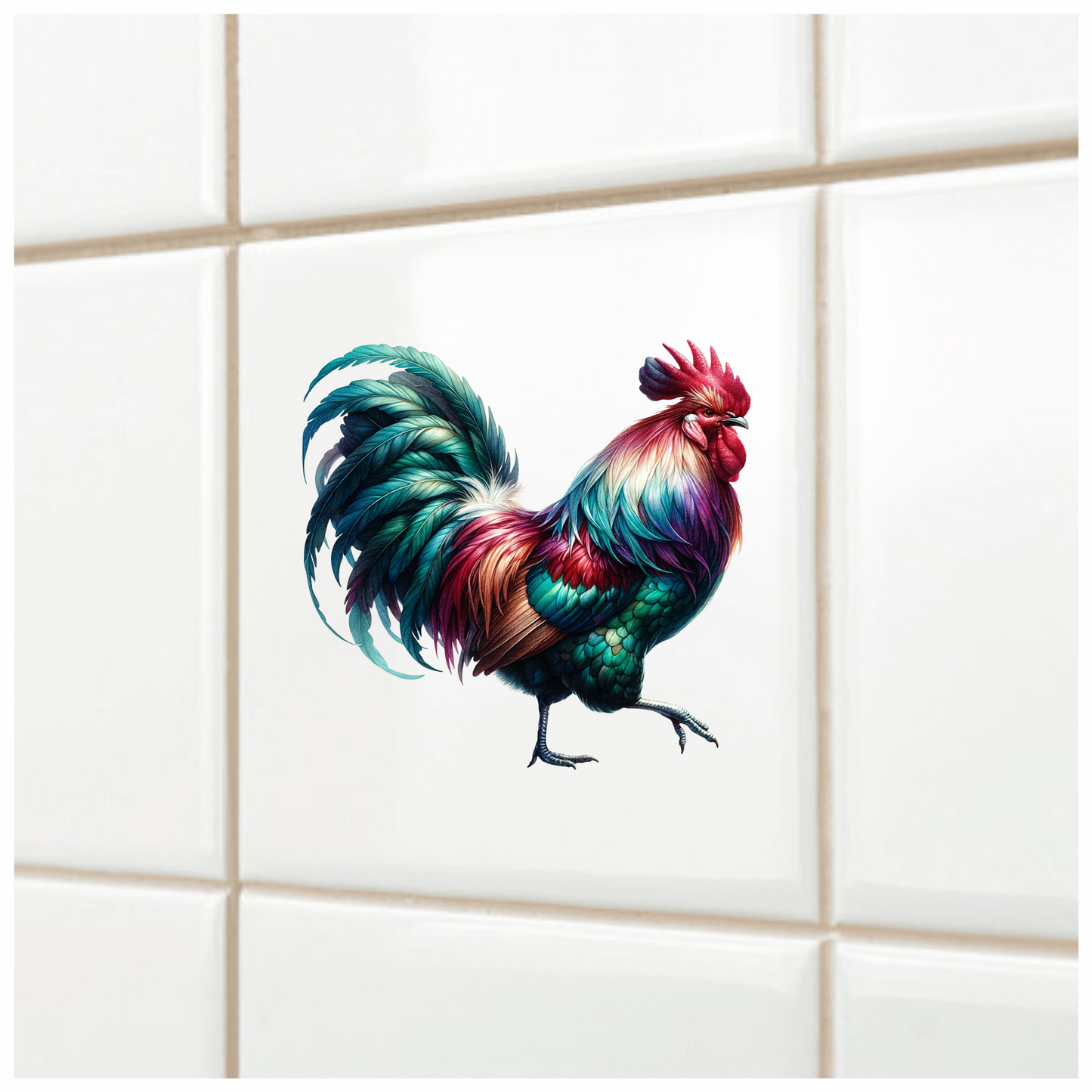 Red Rooster Bird Colorful Farm Vinyl Sticker Decal
