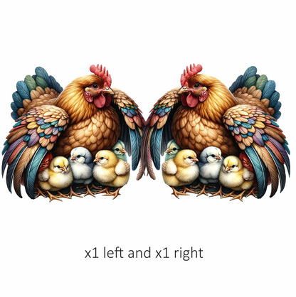 Brown Hen Colorful Chicks Farm Vinyl Sticker Decal