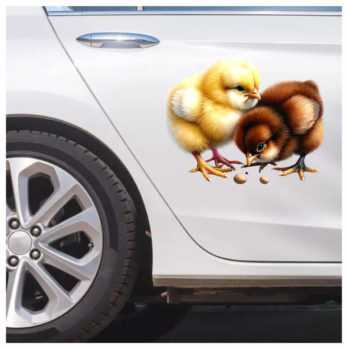 Yellow Chick Brown Chick Farm Vinyl Sticker Decal