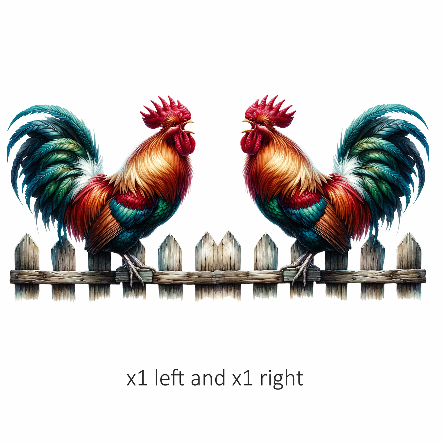 Red Rooster Farm Fence Morning Vinyl Sticker Decal