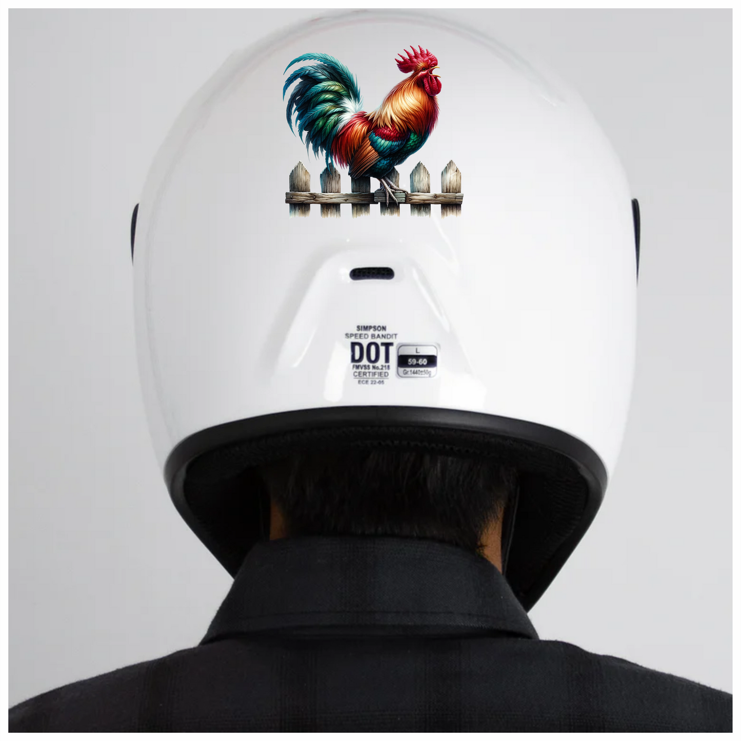 Red Rooster Farm Fence Morning Vinyl Sticker Decal