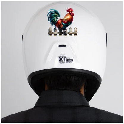 Red Rooster Farm Fence Morning Vinyl Sticker Decal