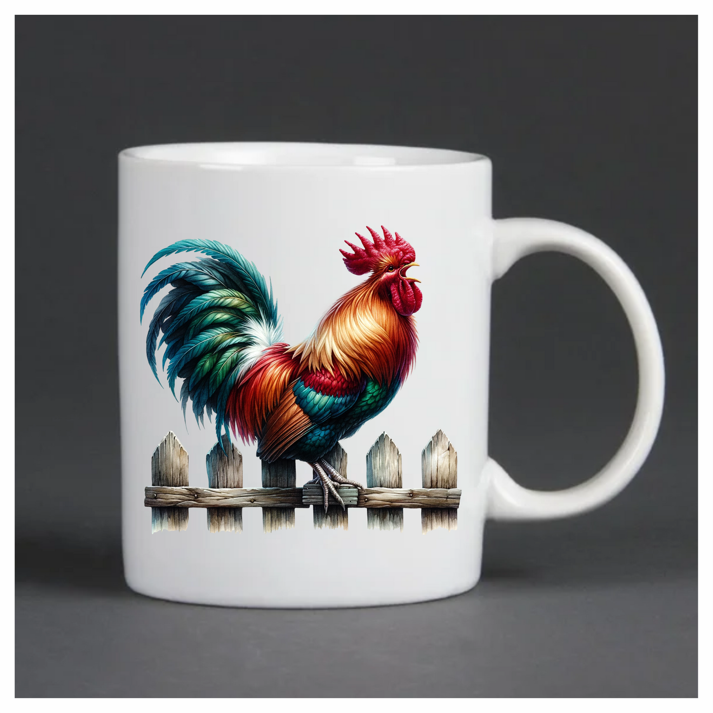 Red Rooster Farm Fence Morning Vinyl Sticker Decal