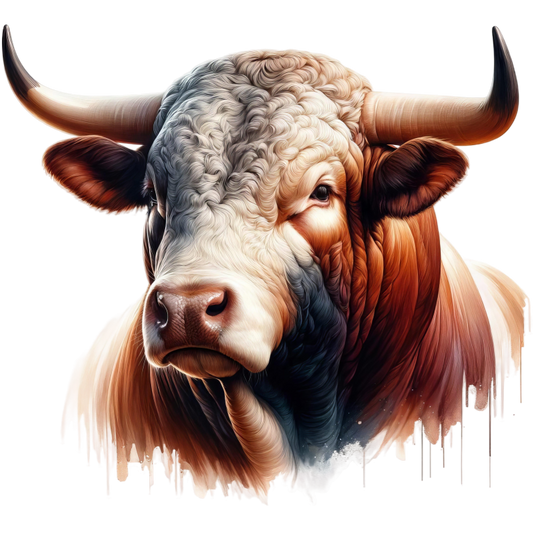 Brown White Bull Hereford Portrait Vinyl Sticker Decal