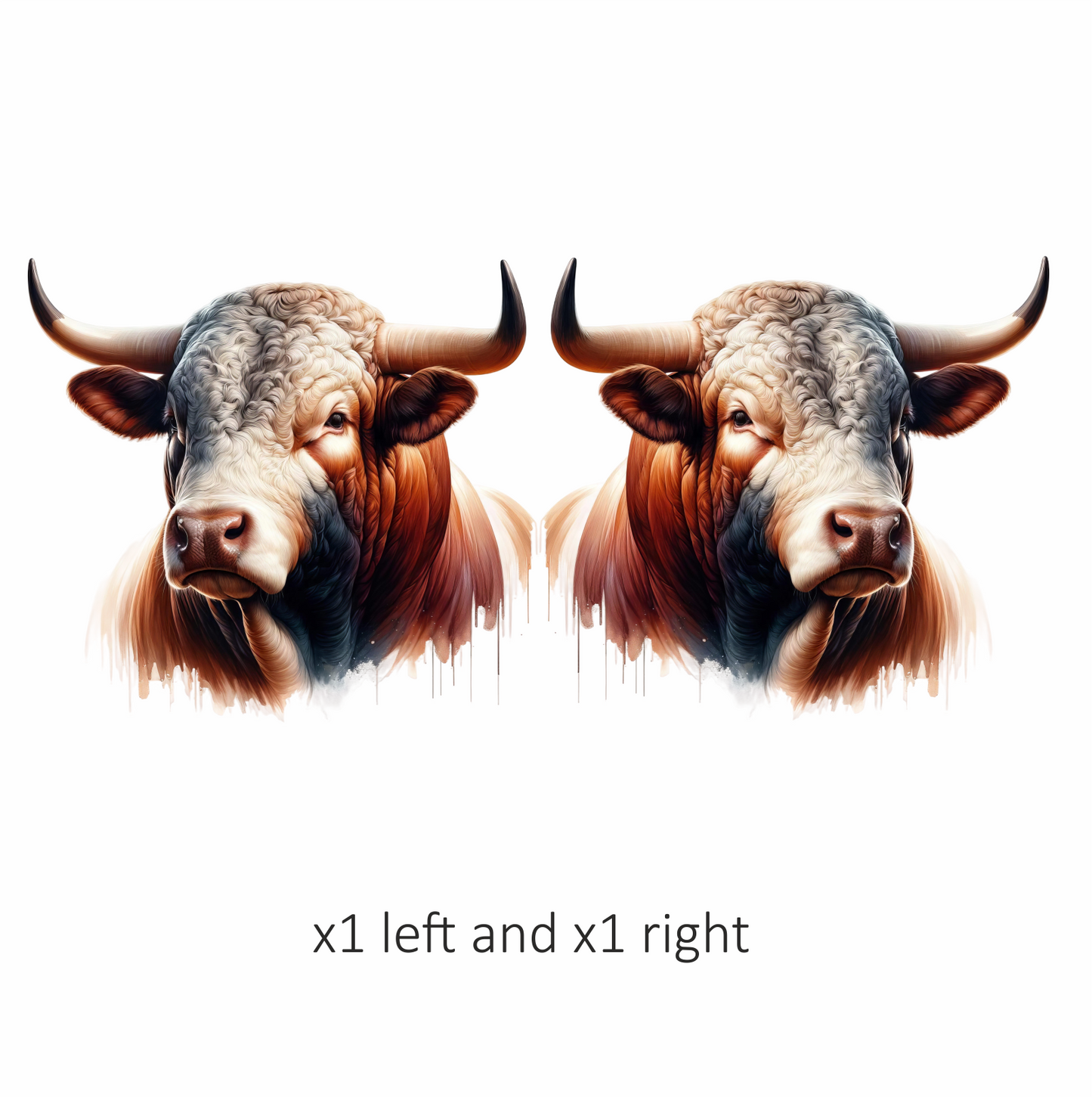 Brown White Bull Hereford Portrait Vinyl Sticker Decal