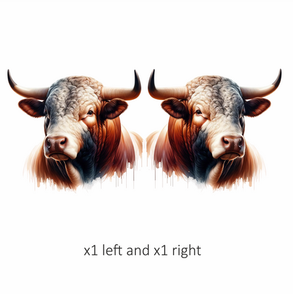 Brown White Bull Hereford Portrait Vinyl Sticker Decal