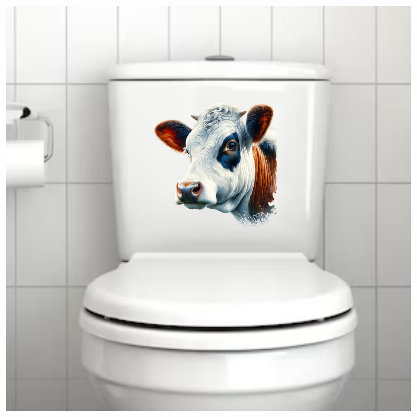 White Cow Dairy Breed Portrait Vinyl Sticker Decal