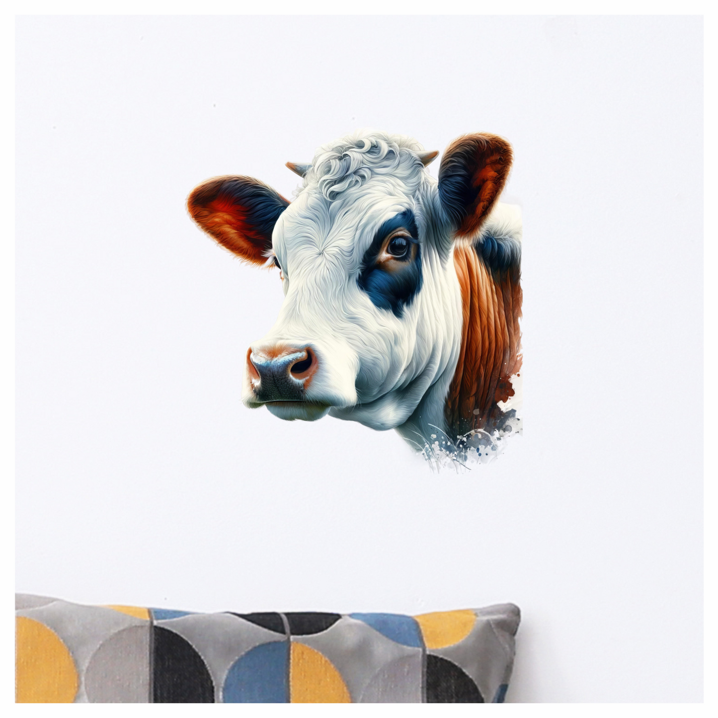 White Cow Dairy Breed Portrait Vinyl Sticker Decal