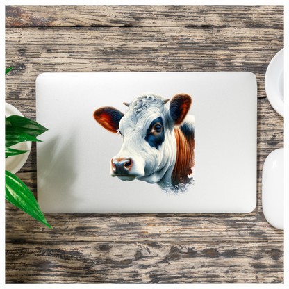 White Cow Dairy Breed Portrait Vinyl Sticker Decal