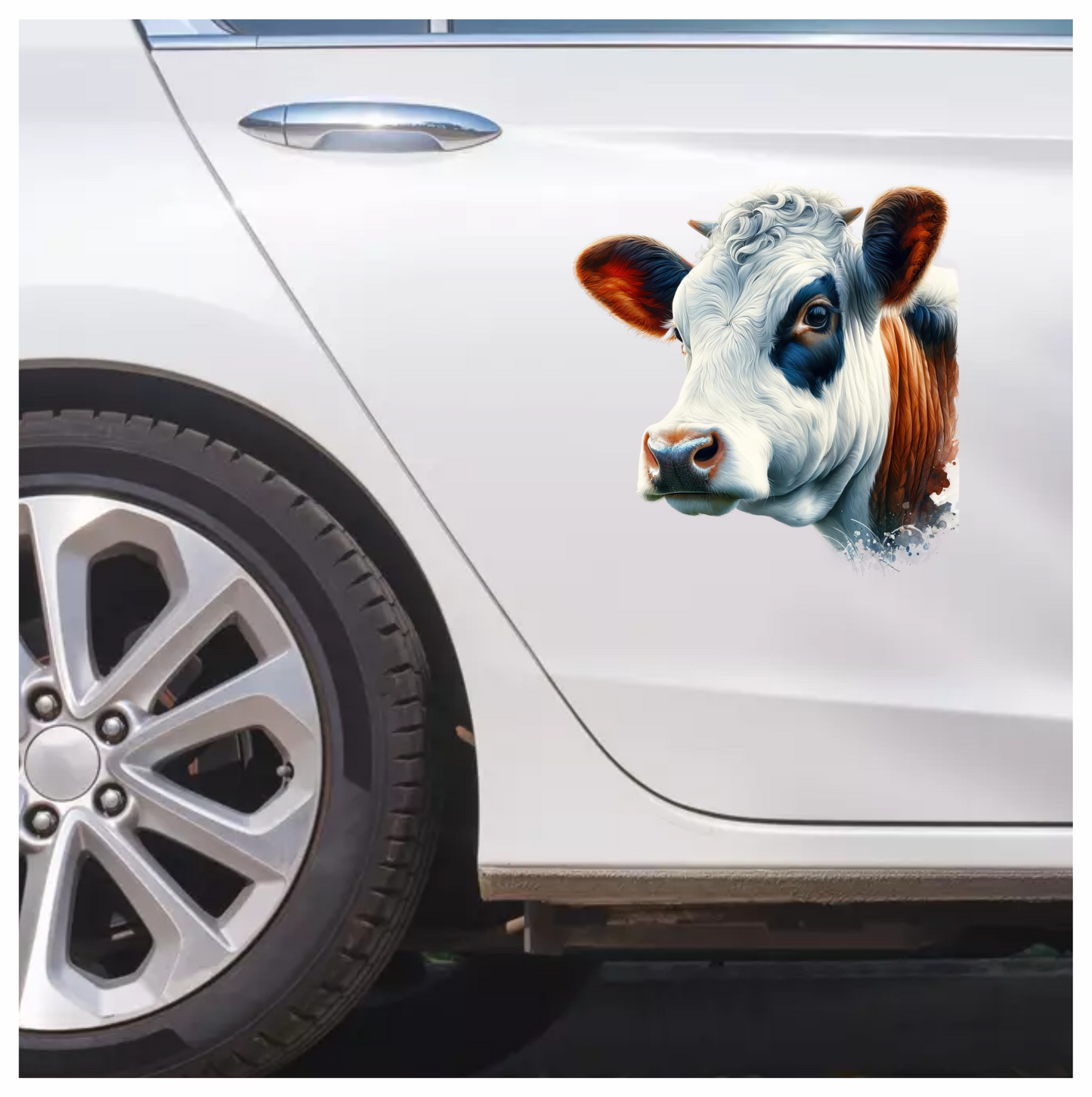White Cow Dairy Breed Portrait Vinyl Sticker Decal