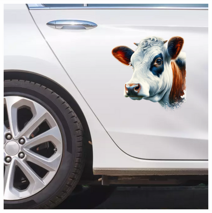 White Cow Dairy Breed Portrait Vinyl Sticker Decal