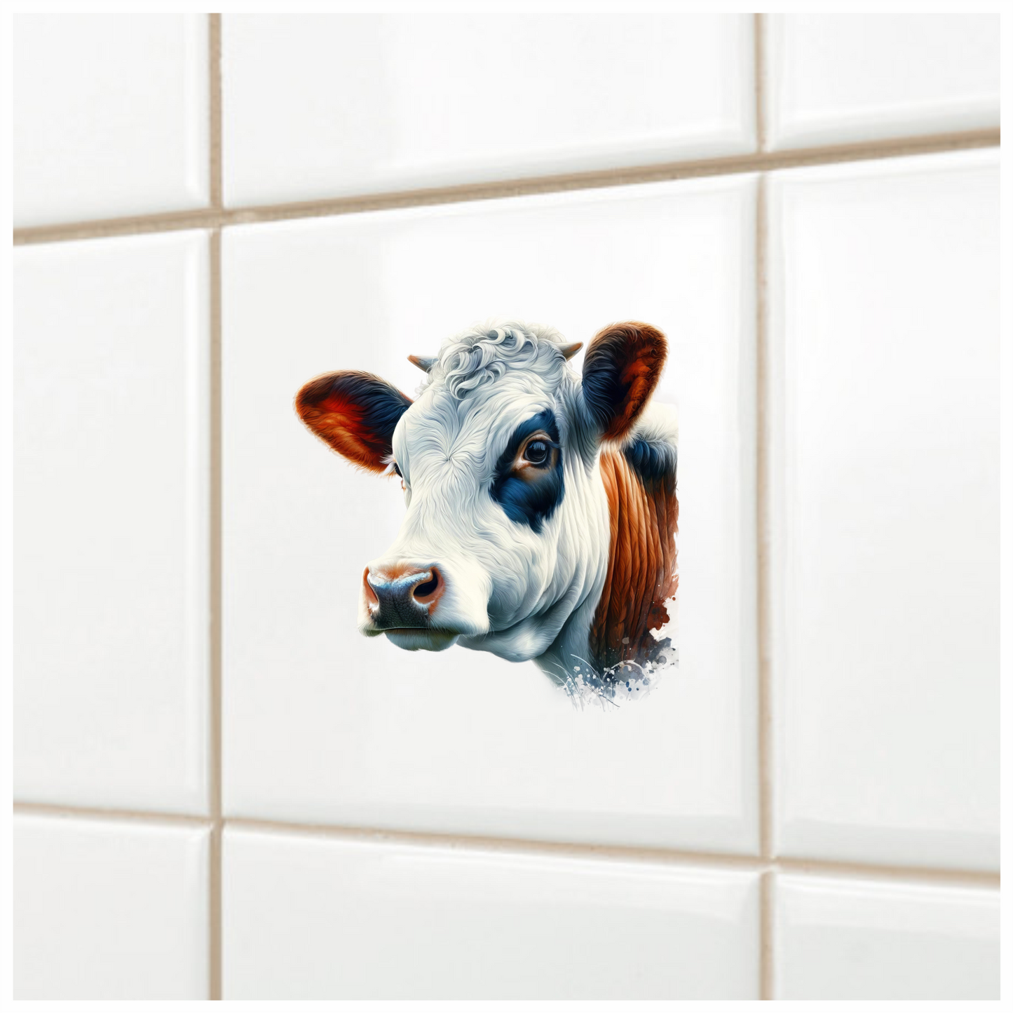 White Cow Dairy Breed Portrait Vinyl Sticker Decal